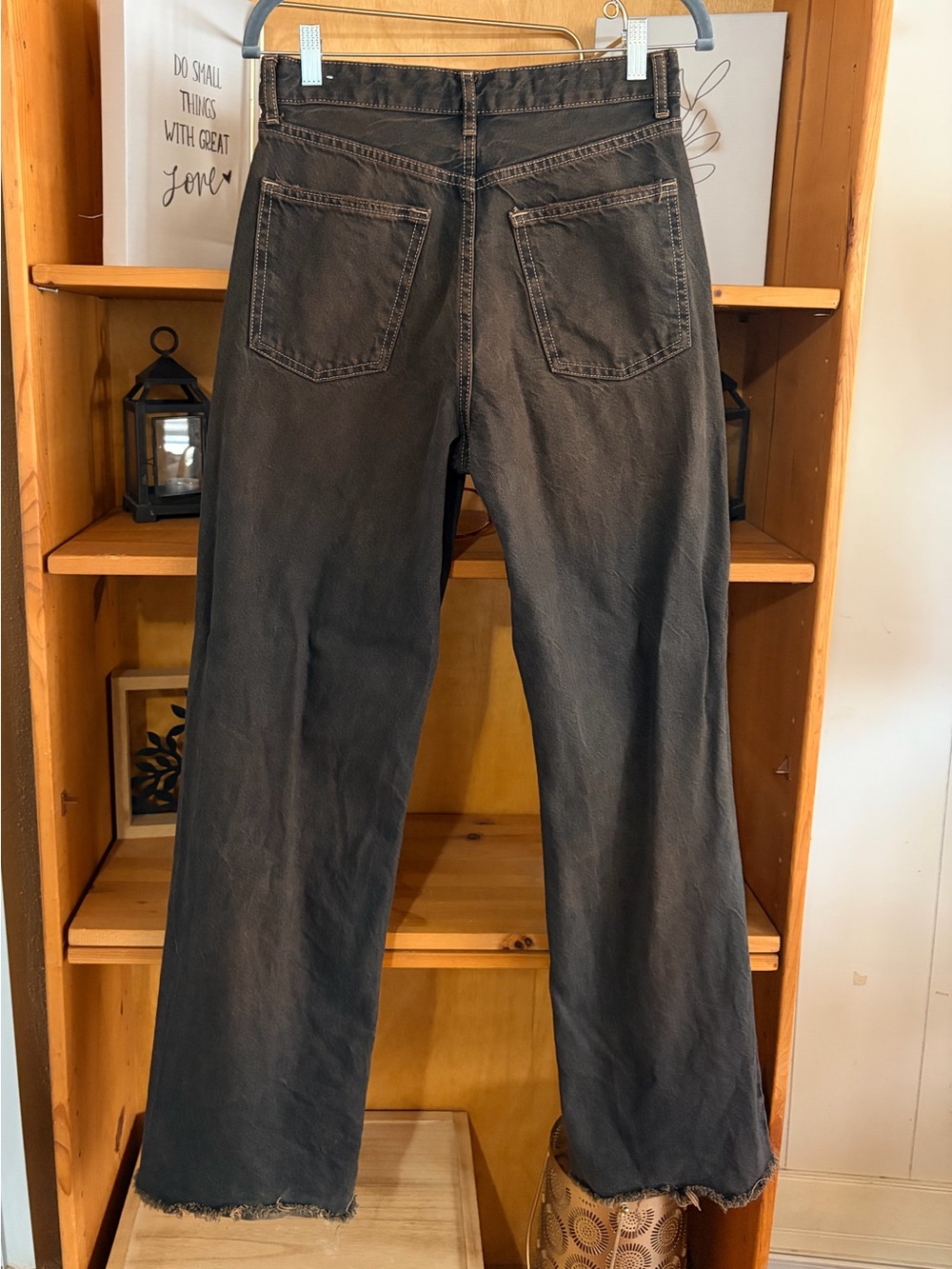 Zara  Wide Leg Jeans In Black Brown Wash High‎ Rise Size 6 fall Y2K - Picture 6 of 6